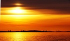 Sunset over the Forth Road Bridge and Leith. No.2. taken from Port Seton